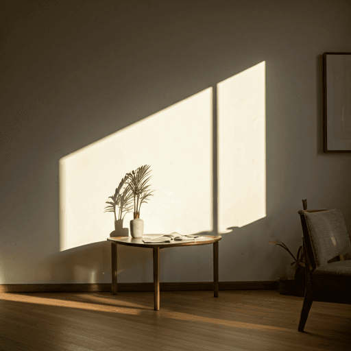 Sunlight streaming into a minimalist living room